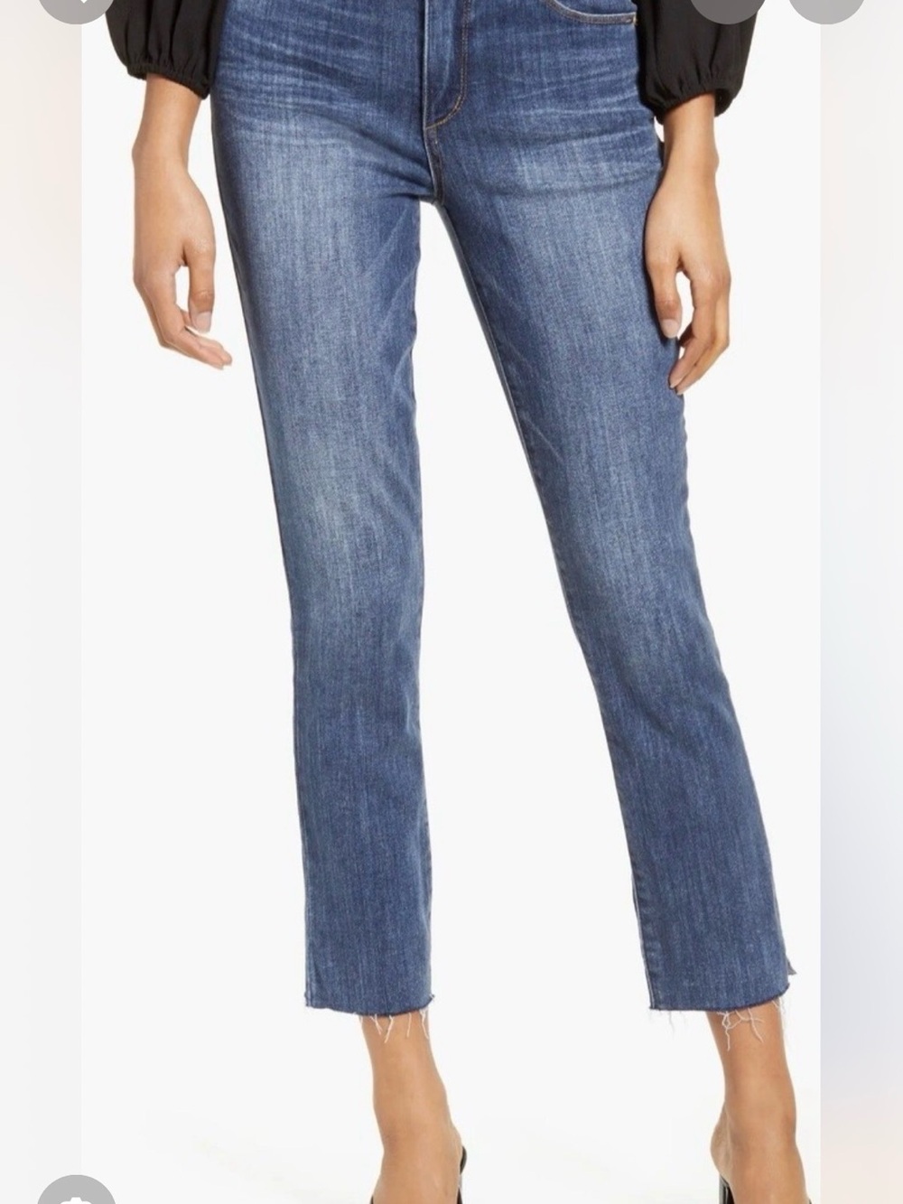 Wit & Wisdom Frayed Hem Medium Wash Ankle Crop Jeans- 8